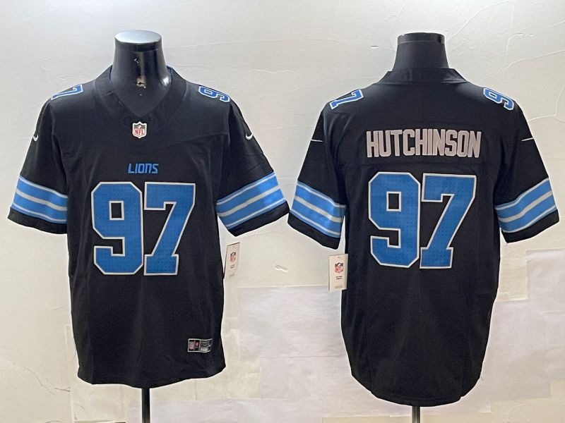 Men Detroit Lions 97 Hutchinson Black three generations 2024 Nike Limited NFL Jersey style 1
